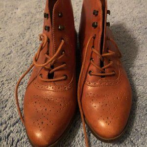 Saddle Brown Lace Up Ankle Boots